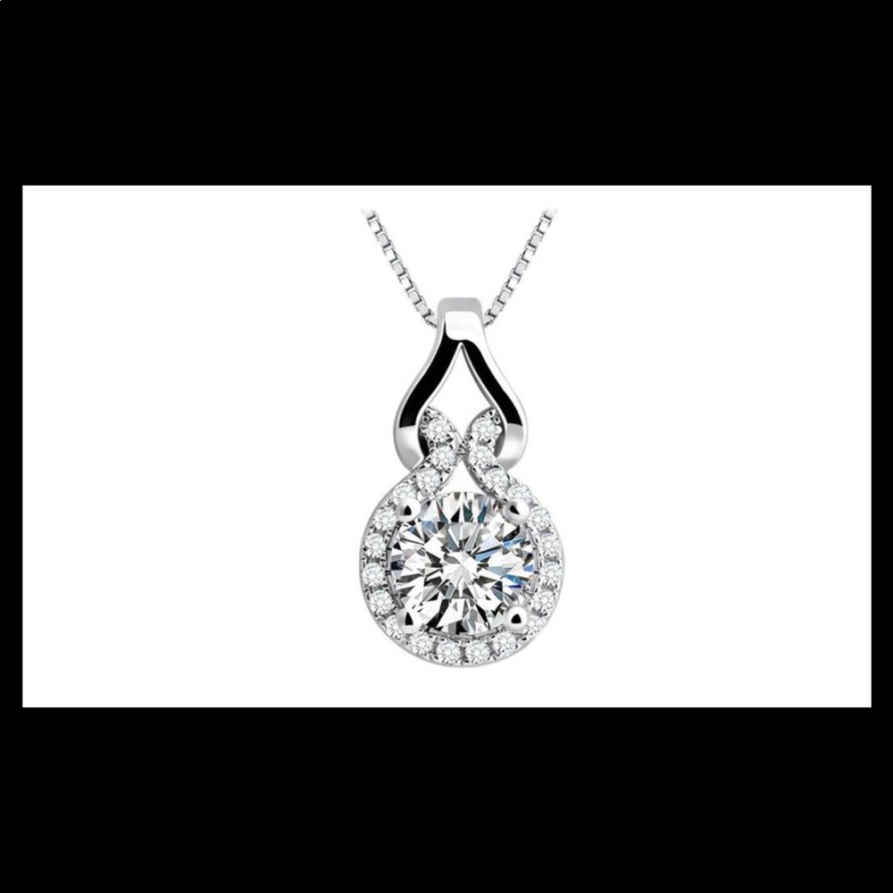 CZ halo pendant necklace